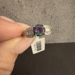Beautiful Genuine Mystic Topaz Ring, 925 Sterling Silver, Size 10~ New